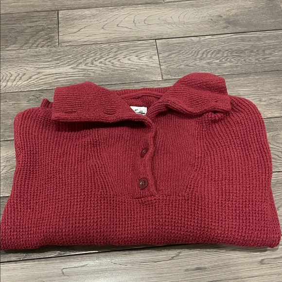 Aerie Maroon Red Funnel Neck Sweater with Button up - Picture 7 of 7